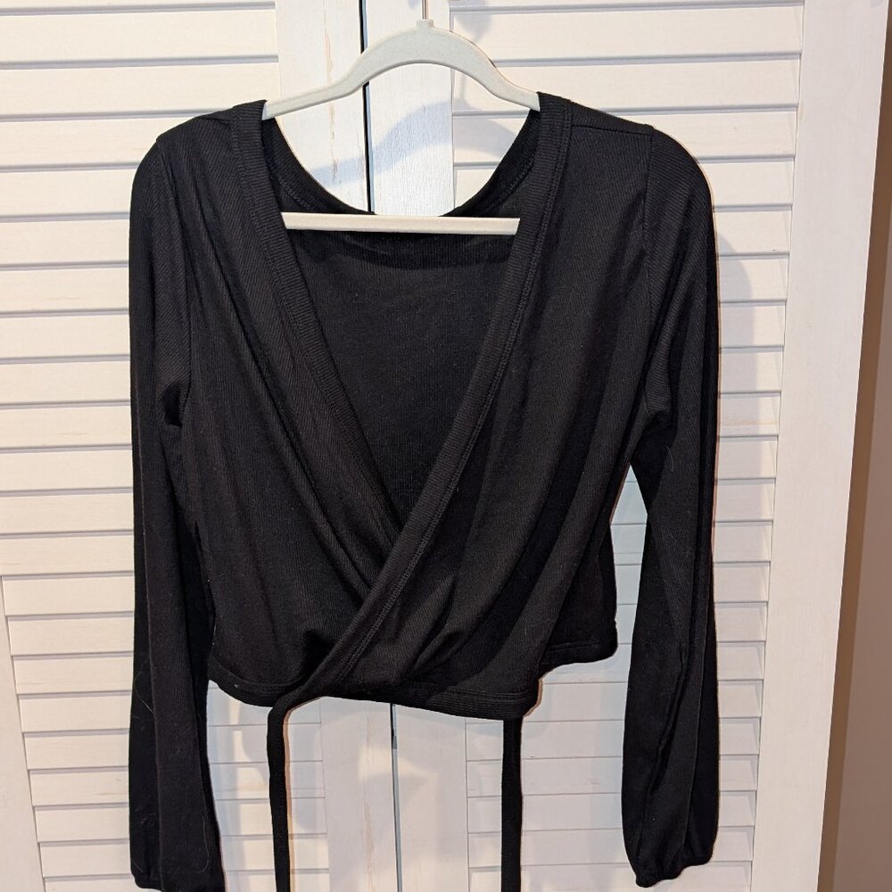 Latched Mama Black Wrap Top
